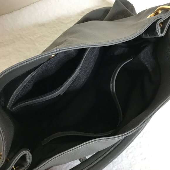 NEW! Cuore & Pelle Designer Pebbled Leather Sage Green Satchel Shoulder Bag - Picture 10 of 16